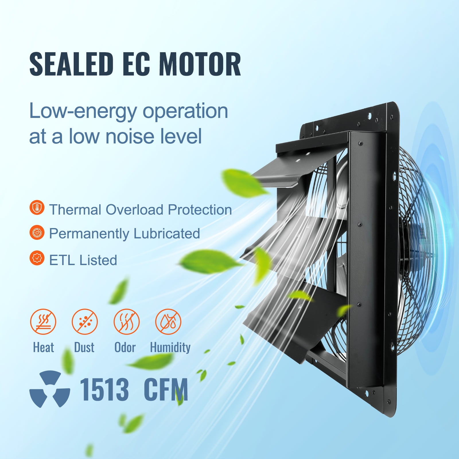 KFFKFF Shutter Exhaust Fan Shop Exhaust Fan 14'' Remote Control Wall-mount Attic