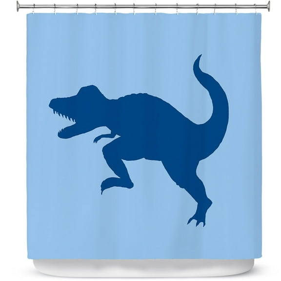 Shower Curtains 70" x 84" from DiaNoche Designs by Catherine Holcombe - Dinosaur I Blue