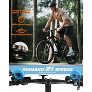 Racer Electric Bicycle for Adults, 21-Speed Mountain Ebike with 1200W 28MPH Brushless Motor, 48V10.4Ah Removable Battery, 27.5X2.1 Tire Step Over E-MTB, Black with Fender & Rear Rack