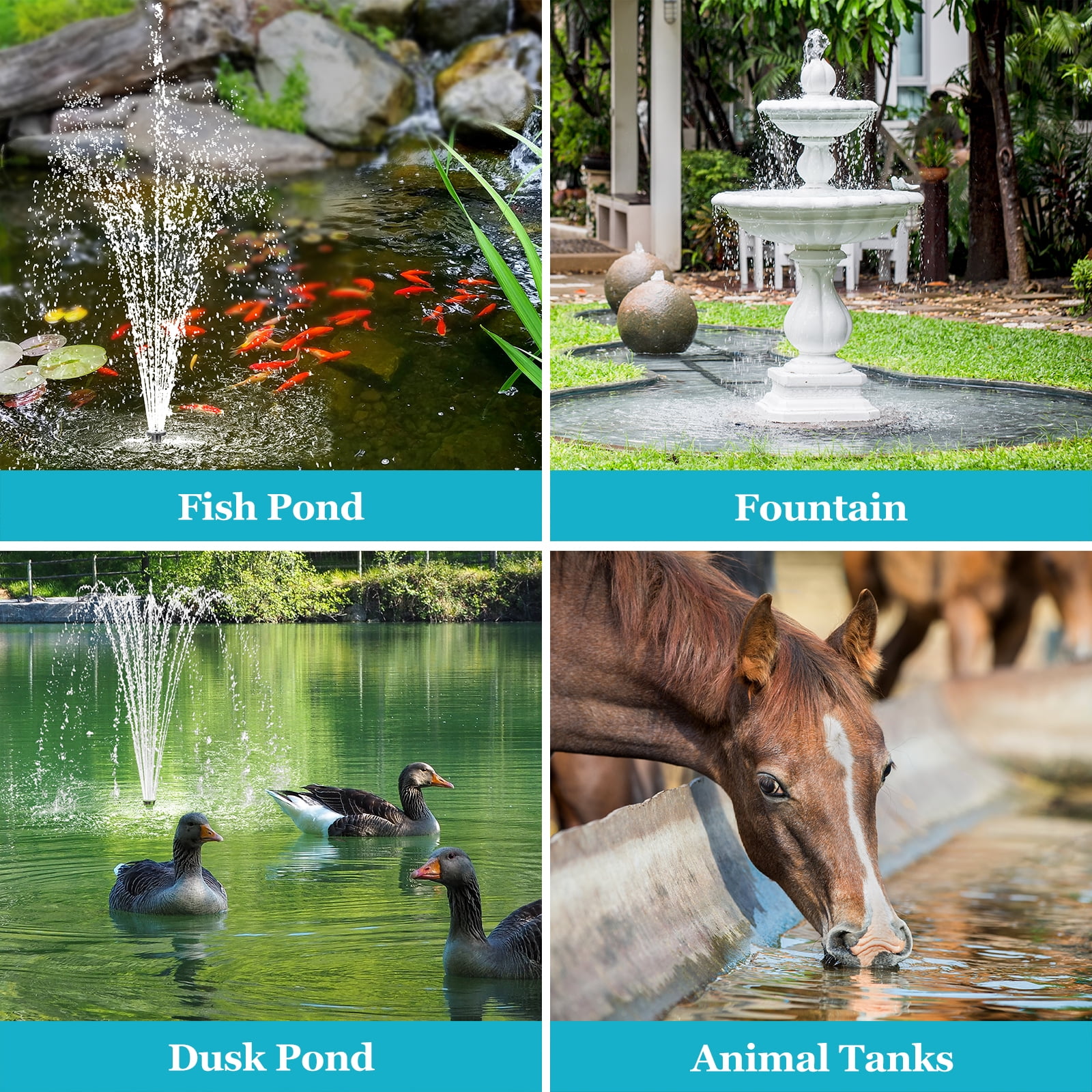 POPOSOAP 25W Solar Water Pump and Pond Filter System, Solar Powered Fountain Pump with Filter Box, 160GPH, for Outdoor Fish Ponds, Waterfalls and Gardens