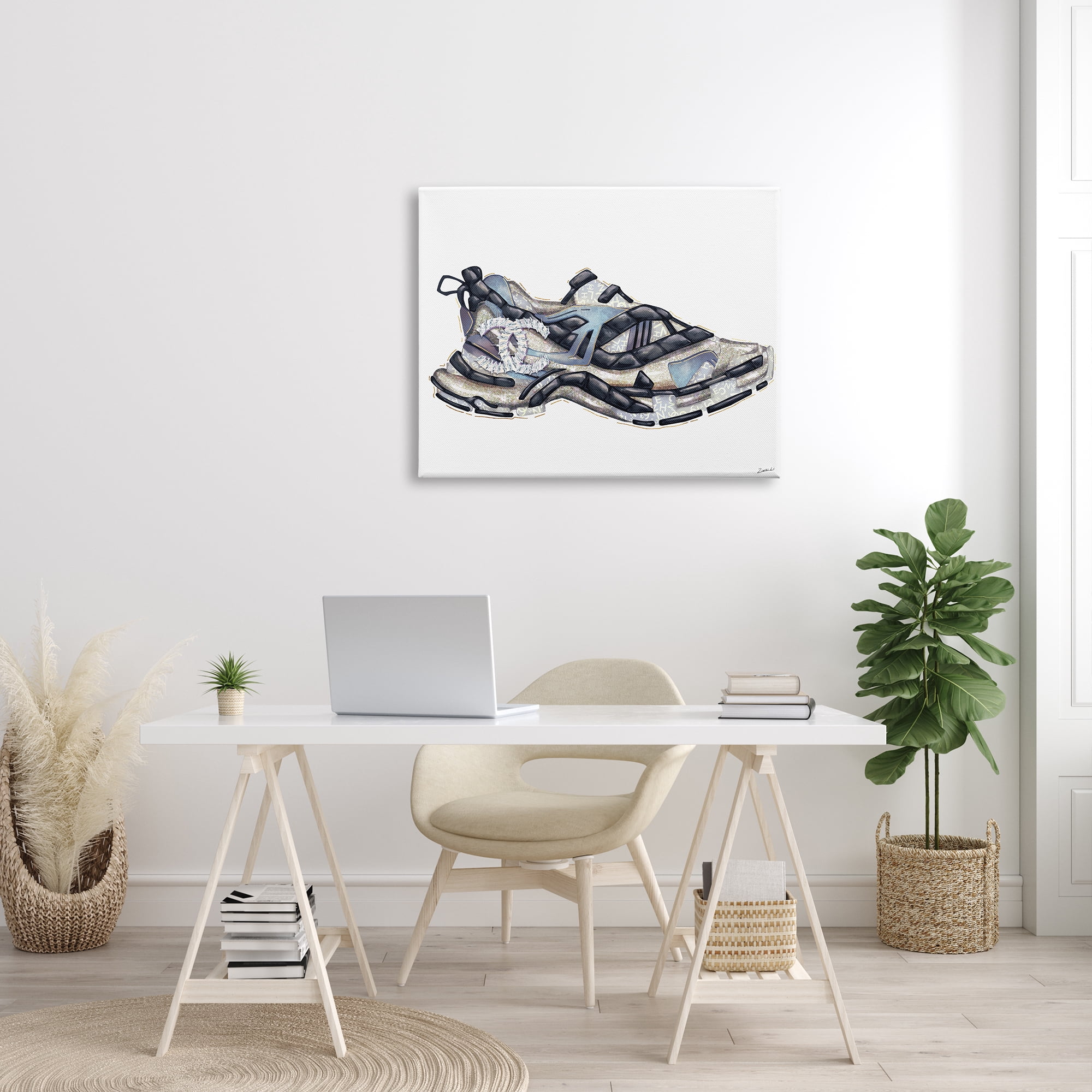 Stupell Industries Glam Fashion Running Shoe Sports Chic Sneaker Beauty & Fashion Painting Gallery Wrapped Canvas Print Wall Art, 30 x 40