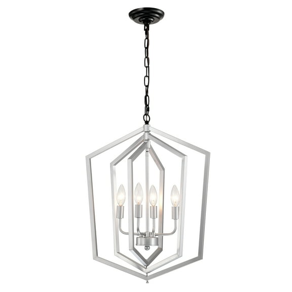 4-Light  Farmhouse Chandeliers Matte Black and Sliver   Matte Black Vintage  Cage Light Fixture ,Adjustable Height  Chandeliers for Dining Room Bedroom Living Room Confere (E12 Bulbs Not Included)