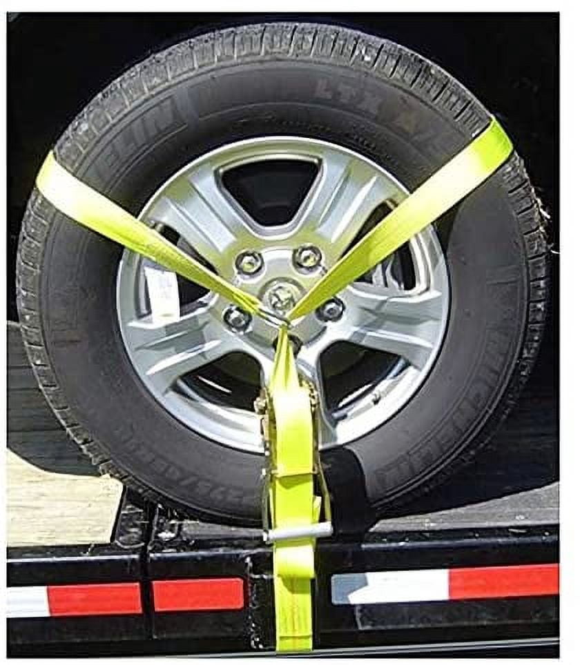 (2) Boxer DOT HD 2" x10' Tire Strap J Hook Tie Down w/Ratchet Car Hauler US Made