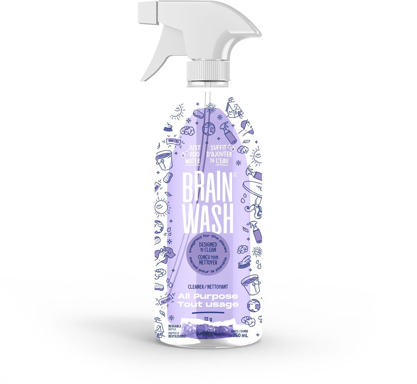 Brain Wash Nettoyant Tout Usage Bouteille avec Capsule de Départ 750 ml