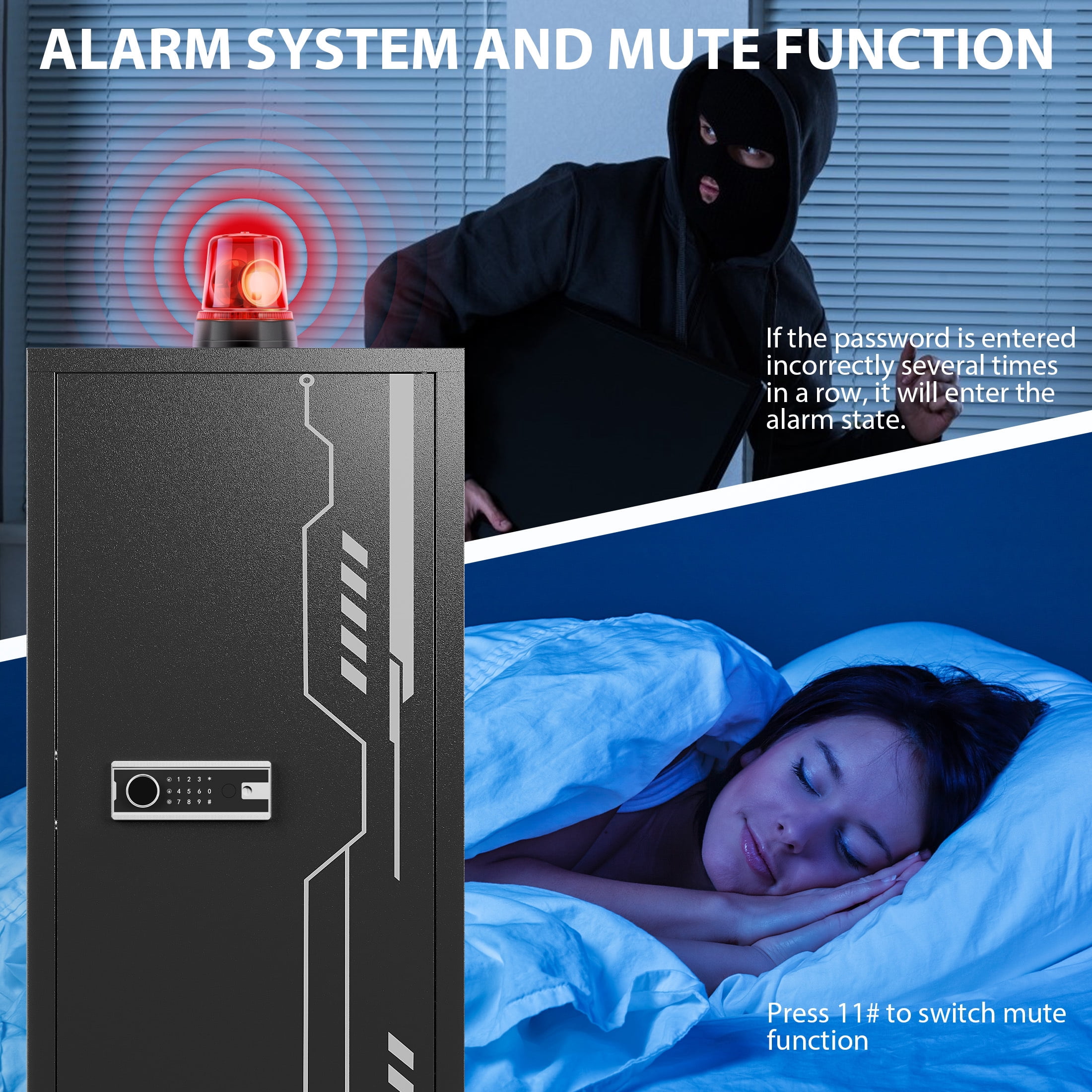 KAER 8-12 Gun Safe, Multi-Function Gun Safe for Rifle and Shotgun, Large Unassembled Gun Cabinet with Removable Shelf and Rifle Rack
