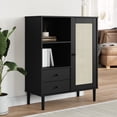 thumbnail image 1 of vidaXL Highboard SENJA Rattan Look Black 90x40x112 cm Solid Wood Pine, 1 of 5