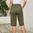 thumbnail image 6 of Livrdious Capri Pants for Women High Waisted Loose Capris Cotton Linen Womens Knee Length Bermuda Shorts with Pockets, S–5X, 6 of 7