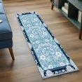 thumbnail image 5 of Light Blue White Flowers Kitchen Runner Rug 2x6 Washable Runners for Hallway Non Slip Rustic Vintage Botanical Leaves Large Area Rug Indoor Floor Carpet for Bathroom Laundry Entryway Bedroom, 5 of 8