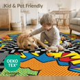 thumbnail image 4 of ODIKA 4'x6' Washable Area Rug Graphic Beast Yellow Face Grid Shaped Weird Vintage for Home Office, Under Desk, Non-Slip Chair-Friendly, Flatwoven, 4 of 7