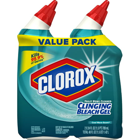 Clorox Toilet Bowl Cleaner Clinging Bleach Gel, Cool Wave - 24 oz, 2 (Best Natural Toilet Bowl Cleaner)
