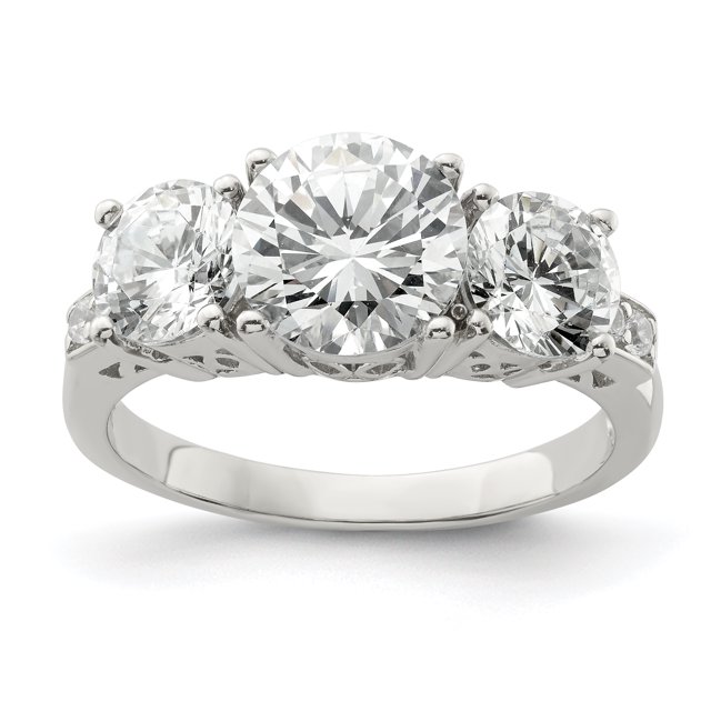 925 Sterling Silver 3-Stone Cubic Zirconia Ring