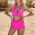 thumbnail image 4 of Jjayotai Womens High Waisted Bikini Sets Clearance, Sexy Halter Push Up Two Piece Swimsuits, Criss Cross High Cut Bathing Suits Hot Pink S, 4 of 6
