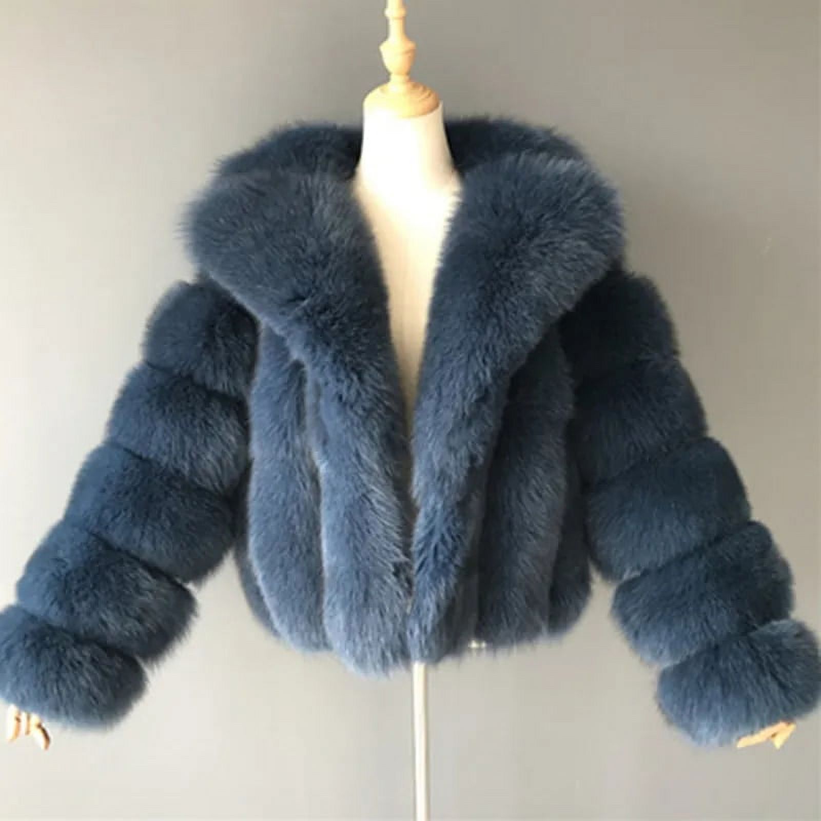 PIKADINGNIS Winter Thicken Mink Coats Women Fashion Turndown Collar Short Faux Fur Coat Elegant Warm Plush Outerwear Womens Jacket - image 5 of 6