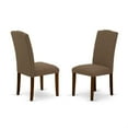 thumbnail image 2 of Elegant PSEN5-MAH-18 5Pc Dining Set: Mahogany Kitchen Table with Extendable Leaf & 4 Parson Chairs in Dark Coffee Linen Fabric, 2 of 2