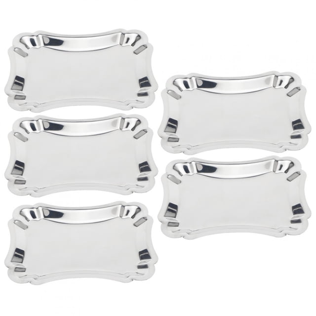 Plateau de Service, Heaveant 5Pcs Argent Acier Inoxydable Rectangulaire Snack Dessert Plat de Service Plat de Stockage pour la Cuisine à la Maison Utilisation (M)