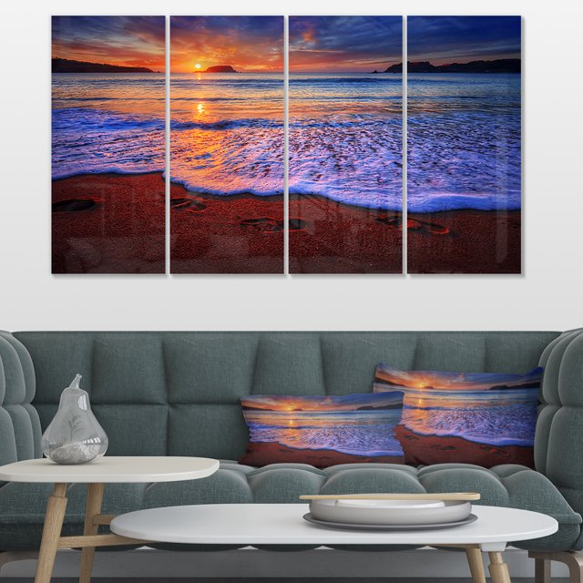 Colorful Sunset Over Beautiful Shore - Seashore Canvas Art Print