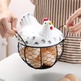 thumbnail image 2 of Creative Egg Baskets, Egg Basket with Lid and Ceramic Handles, Snack Fruit Container Kitchen Hen Decor, Storage Basket, 2 of 5