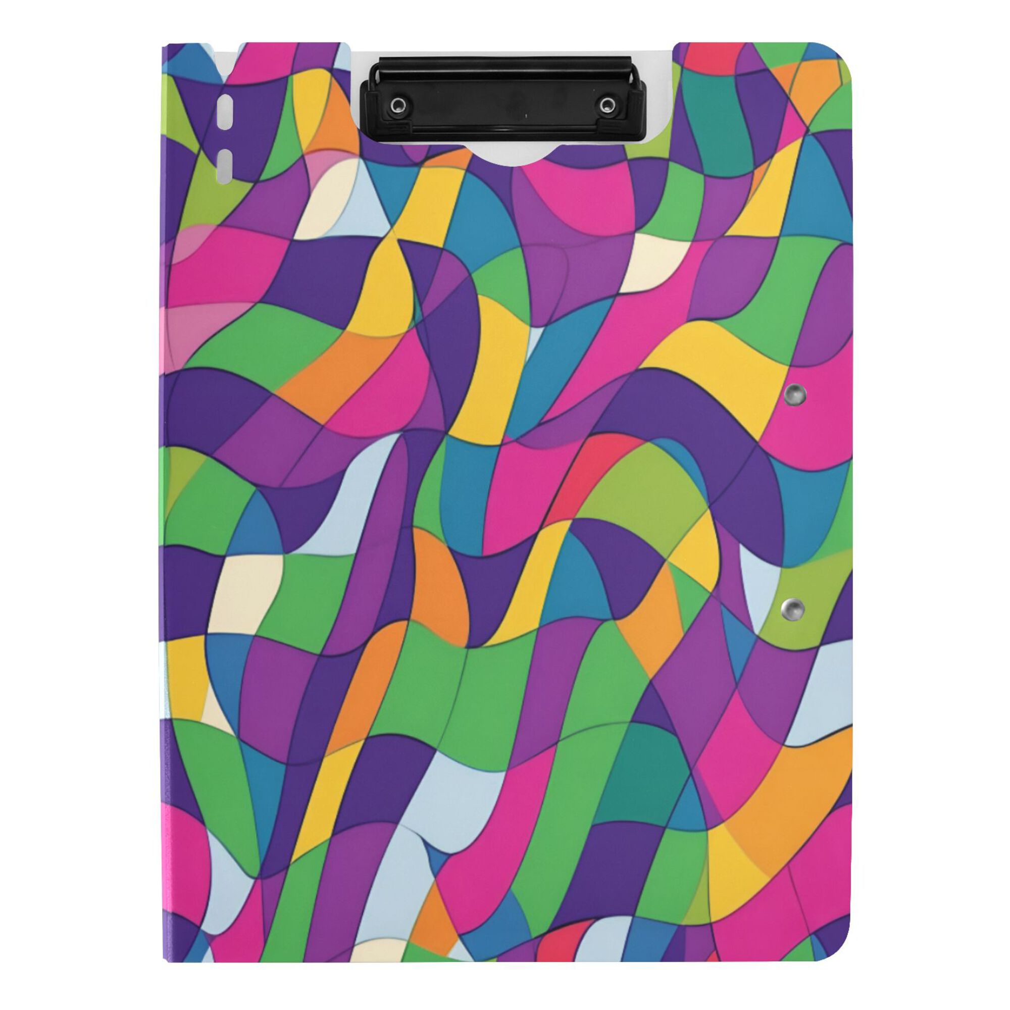 FORMRS A4 Clipboard Folder with Pen Holder Horizontal Foldable School Office Binder, Colorful Plaid