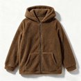 thumbnail image 5 of Tqcoqu Women's Sherpa Hooded Jacket, Full Zip Long Sleeve Fall Fleece Coat, Solid Color Winter Fuzzy Teddy Coats,Women's,Size S-XXL, 5 of 8