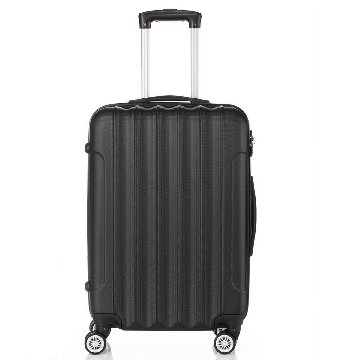 Black 3-Piece ABS Luggage Set (20/24/28 Inch)&nbsp;w/ 361° Silent Wheels & Alloy Handle - Lightweight, Durable Suitcases for Travel