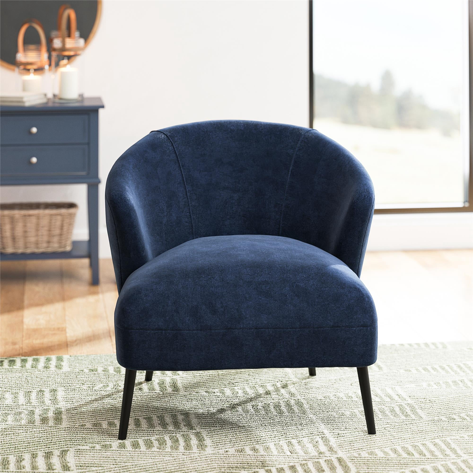 DHP Alice Upholstered Accent Chair, Navy Blue Looped Yarn