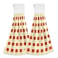 thumbnail image 2 of Red Cream Pattern Hand Towels 2 Pack Quick Dry Velvet Soft with Velcro Kitchen Bath 14x18in, 2 of 7