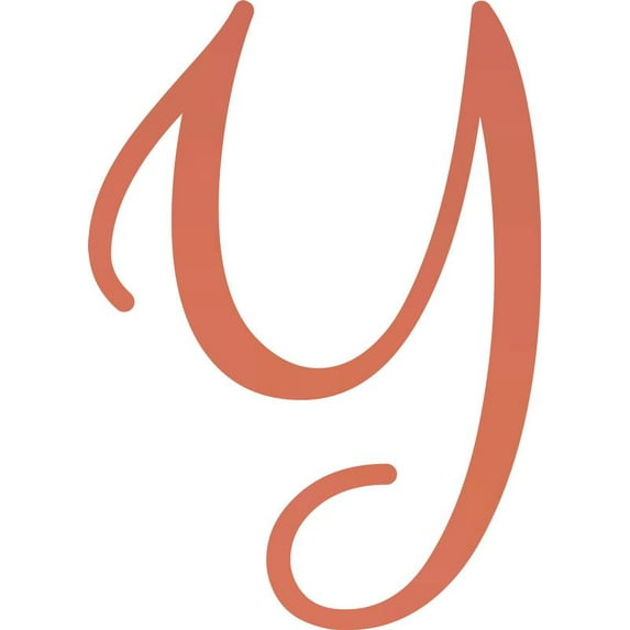 Awesome Life Craft, Acrylic Letter Y Script, 4'' Tall Pastel Coral Alphabet