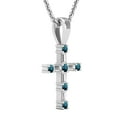 thumbnail image 2 of Dazzlingrock Collection 0.25 Carat (ctw) Round Blue Diamond & Baguette White Diamond Religious Cross Pendant for Women with 18 Inch Gold Chain in 18K White Gold, 2 of 4