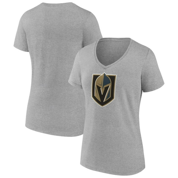 Women's Heather Gray Vegas Golden Knights Primary Logo Team V-Neck T-Shirt