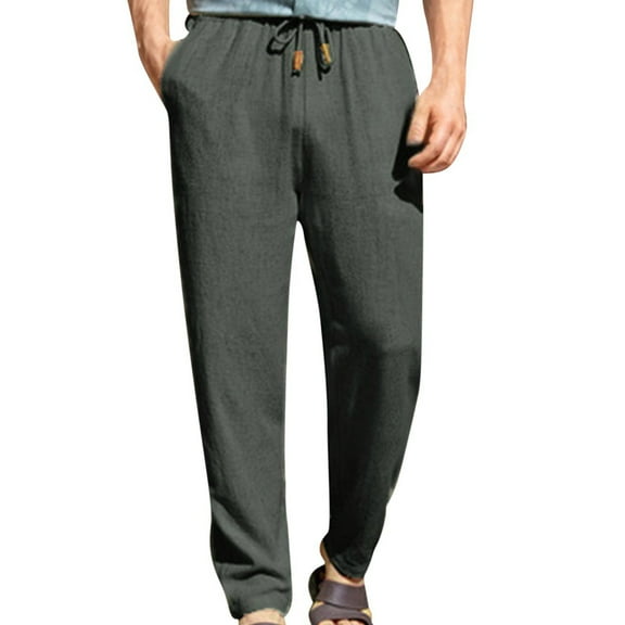 PNTUTB Men's Fashion Solid Color Lightweight Breathable Stretch Waist Loose Fit Casual Pants