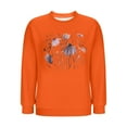 thumbnail image 4 of EchfiProm Womens Floral Tops Long Sleeve Fall Pullover Loose Orange Crew Neck Sweatshirt for Womens, 4 of 6