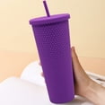 thumbnail image 2 of Aquaphile Plastic Matte Studded Tumbler with Lid and Straw Reusable BPA Free Iced Coffee Cups Double Wall Smoothie Cup,Violet, 2 of 5