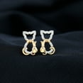 thumbnail image 3 of Rosec Jewels Cute Cat Earrings for Women - Certified Diamond Stud Earrings (HI-SI Grade), 14K Yellow Gold, 3 of 8