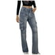 thumbnail image 1 of Pantalones vaqueros Amekaji para mujer, cintura alta, parte inferior de horquilla, lavados, multibolsillos, divididos, pantalones de mezclilla Fridja  hfkajh103319, 1 of 5