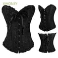 thumbnail image 2 of XIHONEY Mujeres Modelador de cintura Gótico Satén Brocado Stays Corset Corsé Bustier Top Top con cordones Sexy Vestidos elegantes Cincher de entrenamiento de cintura Overbust deshuesado/Multicolorpang, 2 of 4