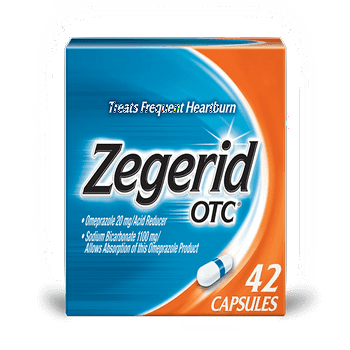 Zegerid OTC 24-Hour Heartburn , Omeprazole 20mg + Sodium Bicarbonate, 42 s