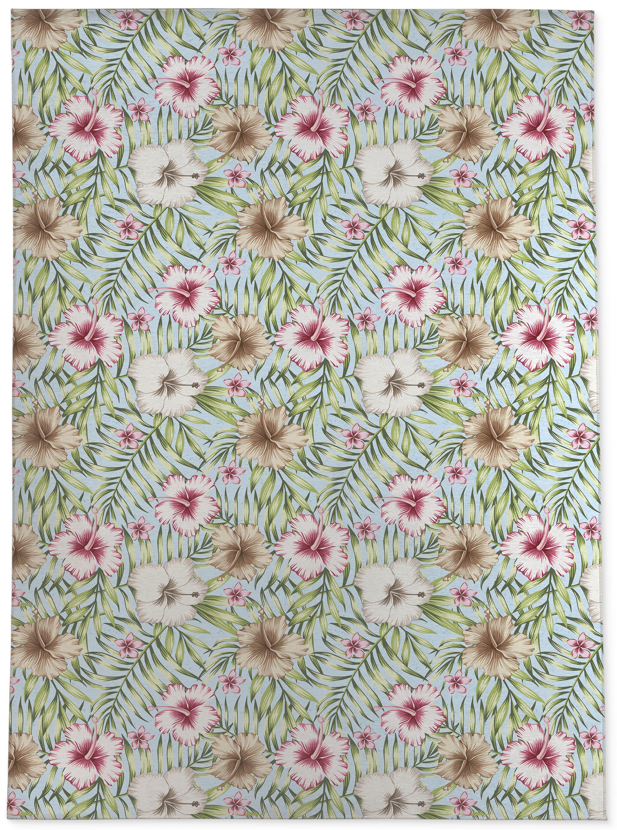 Hibiscus Rug GREEN TROPICAL LEAVES BURGUNDY HIBISCUS Outdoor Rug By Kavka Designs ...