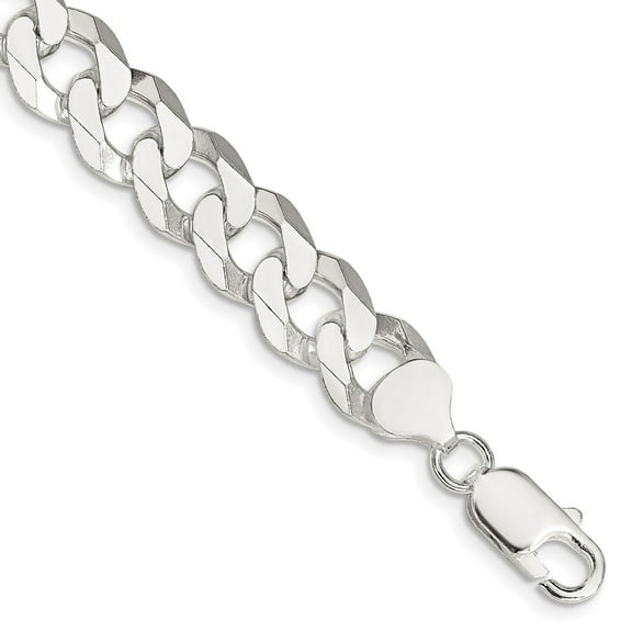 Primal Silver Sterling Silver 10.6mm Beveled Curb Chain Bracelet