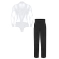 thumbnail image 1 of YiZYiF Justaucorps de Danse Latine pour Hommes à Col en V Profond Pantalon de Danse Salsa Moderne Salsa Rumba Tango Tenue de Compétition Blanc G, 1 of 6