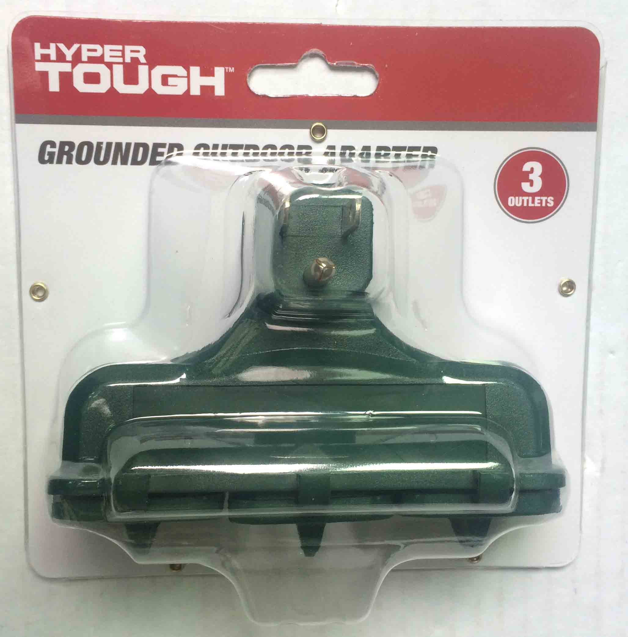 Hyper Tough Indoor/Outdoor 3 Grounded Outlet Wall Adapter with Safety Cover, Green, 1875W