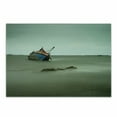 thumbnail image 1 of Shipwreck Cutting Board, Old Photo of Decadent Derelict Fishing Boat Bow in Thailand Summer Day Sunrise, Decorative Tempered Glass Cutting and Serving Board, Small Size, Grey Blue, by Ambesonne, 1 of 1