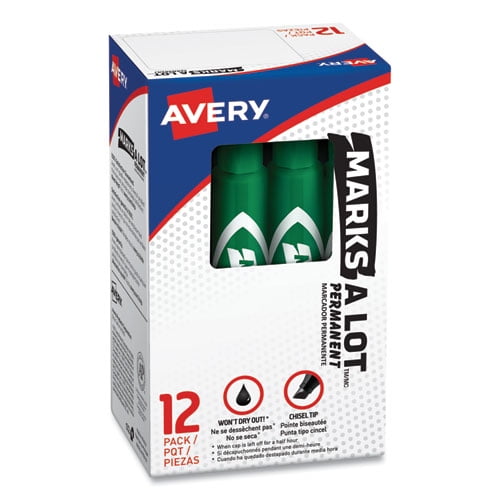 Marks A Lot Regular Desk-Style Permanent Marker, Broad Chisel Tip, Green, Dozen (7885) | Bundle of 10 Dozen