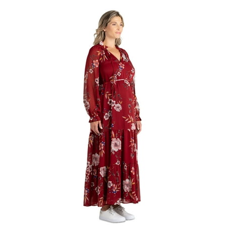 

Destination Maternity Women s Chiffon Maxi Dress with Long Sleeves Sizes S-XXL