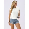 thumbnail image 2 of DARING DIVA Cap Sleeve Crew Neck Shirt Crochet Knit Sweater S White, 2 of 6