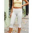 thumbnail image 4 of LMLYSoH Women's Slim Fit Capri Pants Dot Print Leggings Elastic Waistband Cropped Trousers for Party, Daily Wear, 4 of 9