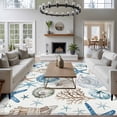 thumbnail image 3 of 6'x9' Area Rugs, Blue Beige Coastal Indoor Outdoor Area Rug for Living Room Bedroom, Summer Beach Starfish Shell Nautical Washable Bathroom Rugs Kitchen Floor Carpet Mats Home Decor Aesthetic, 3 of 8