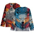 thumbnail image 2 of FUIALDOLG Flame Wolf Lightning Girls Basic Long Sleeve Shirts 15-16 Years 2 Pack Crew Neck Top Kids Layering Tees Casual Soft Pullover T-Shirts, 2 of 6