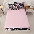 thumbnail image 4 of Erosebridal Glam Nocturnal Cherry Blossom Pattern Zipper Twin Comforter Sets with Fitted Sheet and 2 Pillowcases,Sparkle Star Print Zipper Bedding Set,Pink White Black,Pink Reversible, 4 of 6