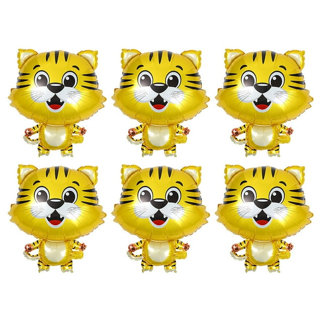 MasteelfCA 6pcs Cartoon Tiger Balloons Animal Aluminum Film Balloons Party Decorations