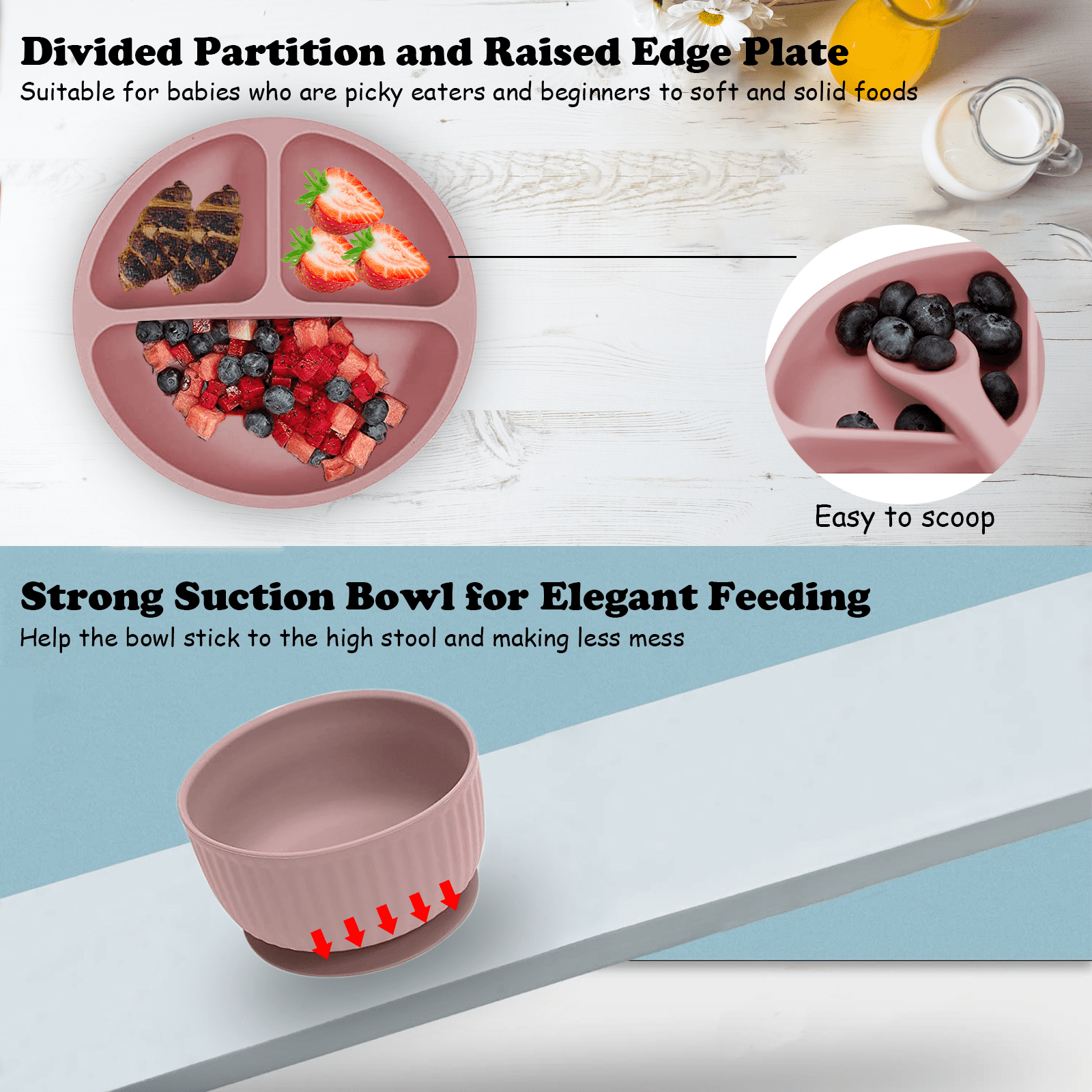 Silicone Baby Feeding Set Includes Spoons & Forks Infant Newborn Utensil Set for Self-Training